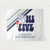 Hi Vijf Retro Stripes verjaardagstapestry Wandkleed (Voorkant (horizontaal))