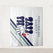 Hi Vijf Retro Stripes verjaardagstapestry Wandkleed (Voorkant)