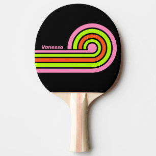 HI-VIS en roze krulstrepen met naam Tafeltennisbatje