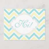 Hi Yellow Aqua Fun Zig Zag Pastel Custom Briefkaart (Voorkant)