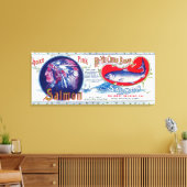 Hi-Yu Chief Salmon Can Label Canvas Afdruk (Insitu (Woonkamer))