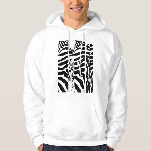 "Hi" Zebra Black/White Stripes Abstract Trendy Hoodie (Voorkant)
