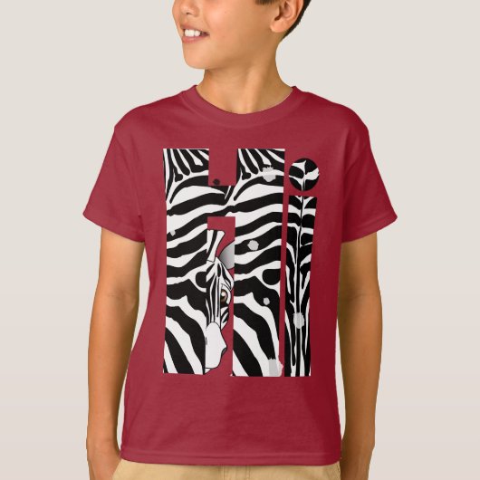 "Hi" Zebra Black/White Stripes Abstract Trendy T-shirt (Voorkant)