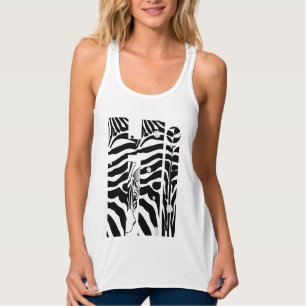 "Hi" Zebra Zwart en Witte Strepen Abstract Trendy Tanktop