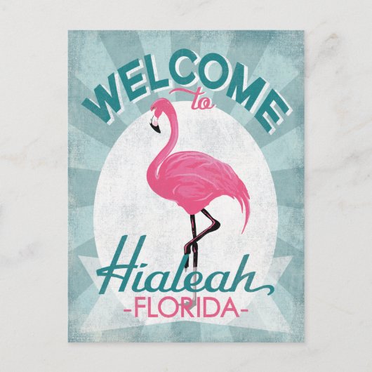 Hialeah Florida Pink Flamingo Retro Briefkaart (Voorkant)