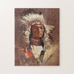 Hiawatha Indiaans Indiaans hoofdportret Legpuzzel