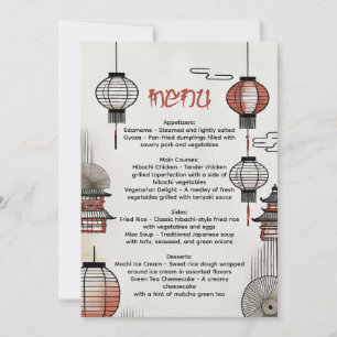 Hibachi Dinner Menu met Japanse Lantaarns Kaart