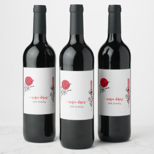 Hibachi Japanse BBQ Grill Chef Verjaardagsdiner Wijn Etiket