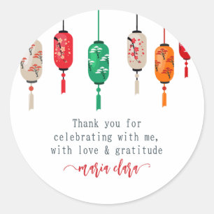 Hibachi Japanse Lantaarns Chef Verjaardagsfeestje Ronde Sticker