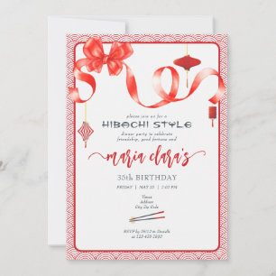 Hibachi Japanse Rode Coquette Bow Lantaarn Verjaar Kaart