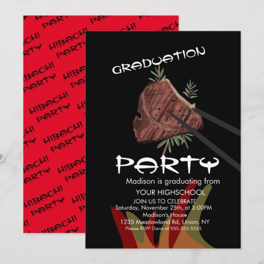 Hibachi Steak Japans restaurant Afstuderen Kaart (Voorkant / Achterkant)