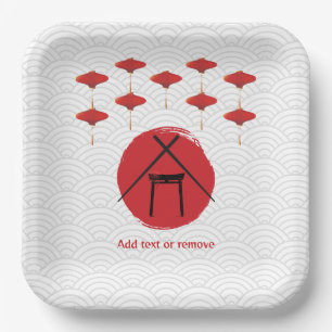 Hibachi Thema Verjaardagsfeest Privé Chef Japans Papieren Bordje