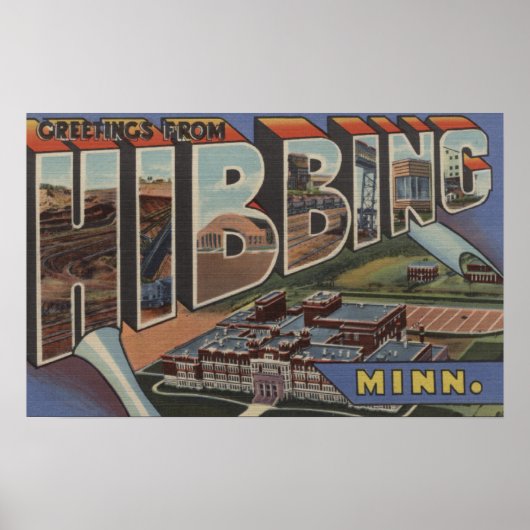 Hibbing, Minnesota - grote lettertjes Poster (Voorkant)