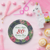 Hibiscus 80ste Verjaardag Party Paper Bord (Feest)