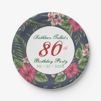 Hibiscus 80ste Verjaardag Party Paper Bord