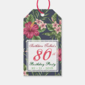 Hibiscus 80th Birthday Party Gift Label Cadeaulabel (Voorkant)