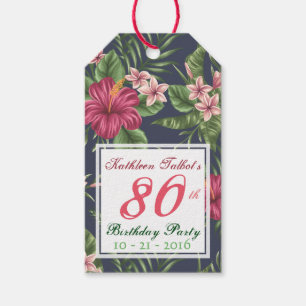 Hibiscus 80th Birthday Party Gift Label Cadeaulabel