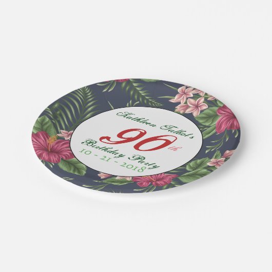 Hibiscus 90th Birthday Party Paper Bord (Gekanteld)