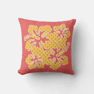 Hibiscus à Whimsical Tropical Outdoor Coussin