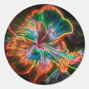 Hibiscus Abstracte ventilatorkunst Ronde Sticker