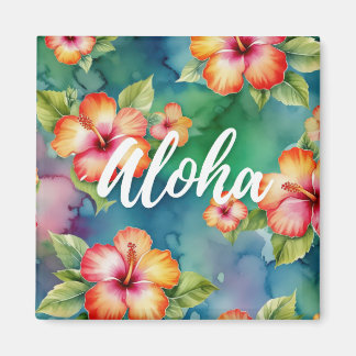 Hibiscus Aloha Aquarel Hawaï Huwelijk Honeymoon Magneet