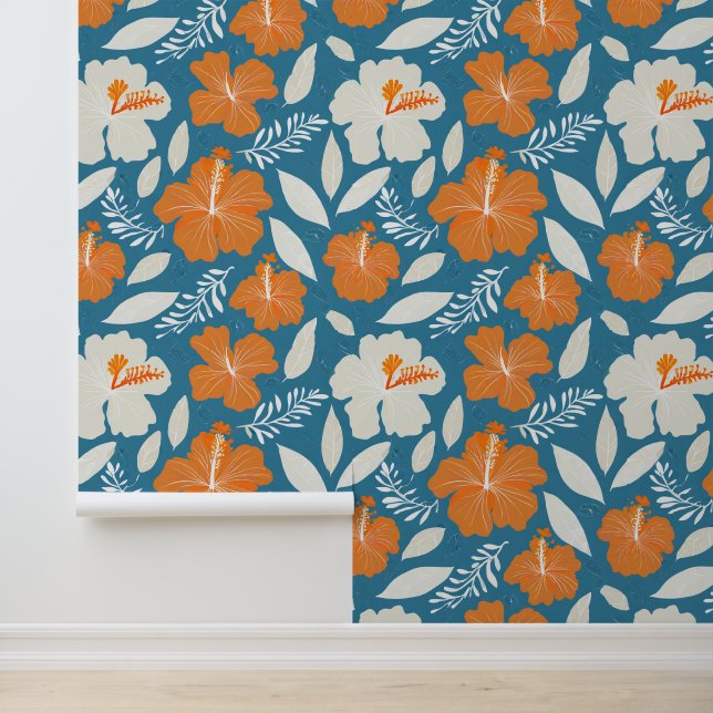 Hibiscus aloha print behang (Applicatie)