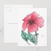 Hibiscus ansichtkaart briefkaart (Voorkant / Achterkant)