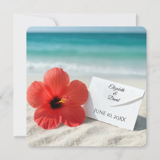 Hibiscus Beach Mariage Invitation Dans Le Sable (Devant)