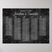 Hibiscus Black Floral Wedding Table Seating Charts Poster (Voorkant)