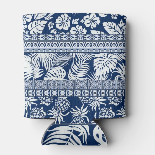 Hibiscus, bladeren: Hawaïaans ornament behang. Blikjeskoeler (Achterkant)