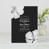 Hibiscus blanc Black Tropical Wedding Invitations (Debout devant)