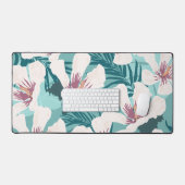 Hibiscus blanc Fleur vert tropicale (Clavier et souris)