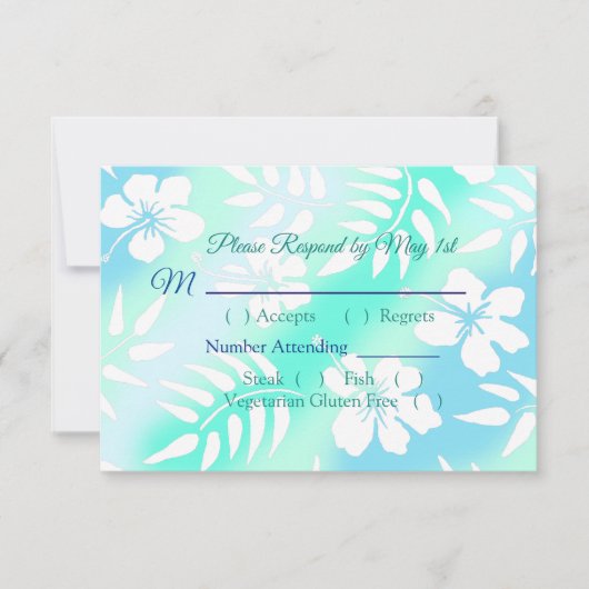 Hibiscus bleu et Turquoise Mariage tropical Carte (Devant)