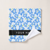 Hibiscus Bleu, Fleurs Bleues, Votre Nom (Gant de toilette)