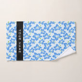 Hibiscus Bleu, Fleurs Bleues, Votre Nom (Serviette à main)