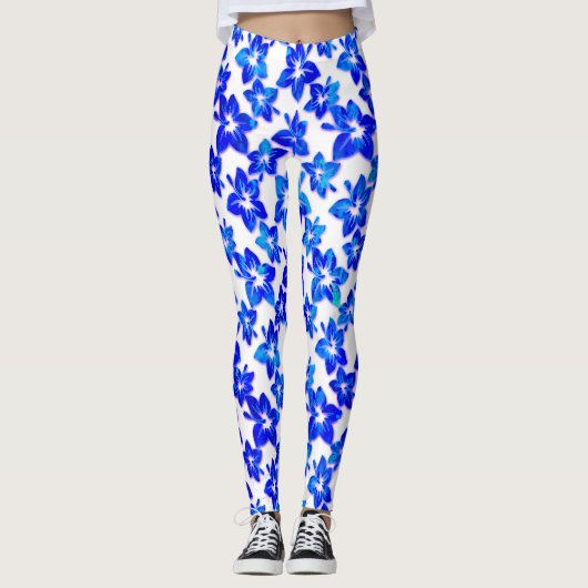 hibiscus bleu - leggings (Devant)