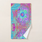Hibiscus Bleu Rétro Psychedélique Arc-en-Ciel (Serviette à main)