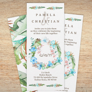 Hibiscus Bleu Tropical Floral Wreath Invitation