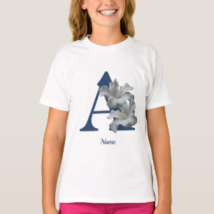 Hibiscus Bloem Monogram Initiaal A Gepersonaliseer T-shirt