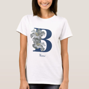 Hibiscus Bloem Monogram Initiaal B Gepersonaliseer T-shirt
