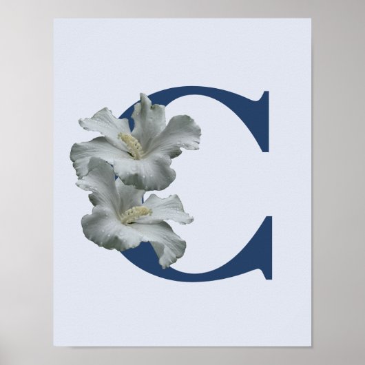 Hibiscus Bloem Monogram Initiaal C Poster (Voorkant)