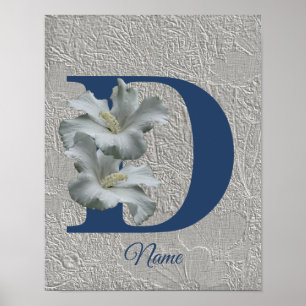 Hibiscus Bloem Monogram Initiaal D Uw Naam Poster