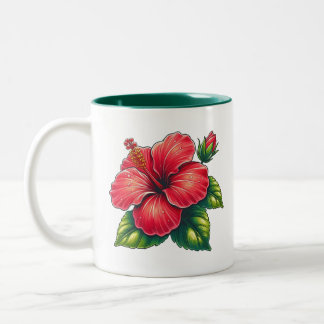 Hibiscus bloem twee toon tweekleurige koffiemok