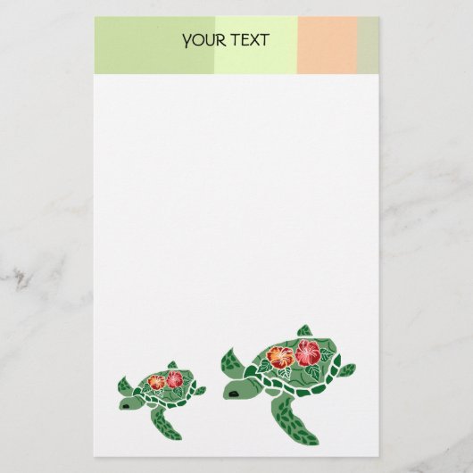 Hibiscus bloem zee schildpad, briefpapier (Voorkant)
