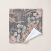 Hibiscus bloemblaadjes en bladeren grijs blush bla bad handdoek (Wasdoekje)