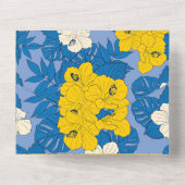 Hibiscus bloemen en bladeren all in one uitnodiging (Achterkant)