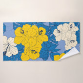 Hibiscus bloemen en bladeren badhanddoek (Badhanddoek)