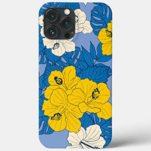 Hibiscus bloemen en bladeren iPhone 13 pro max hoesje