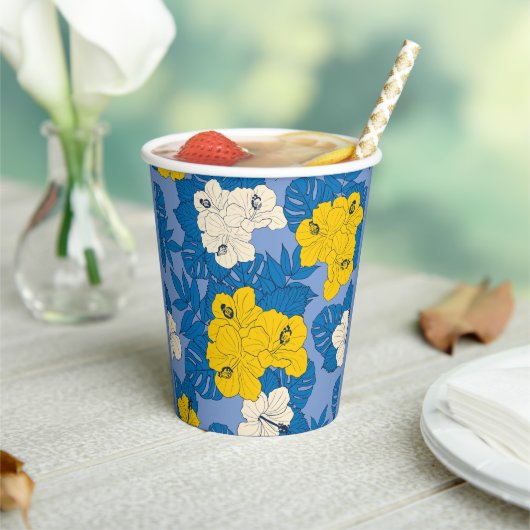 Hibiscus bloemen en bladeren papieren bekers (Insitu)