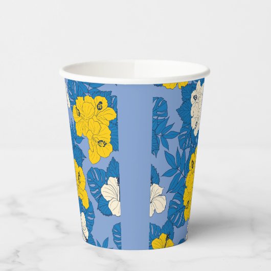 Hibiscus bloemen en bladeren papieren bekers (Links)